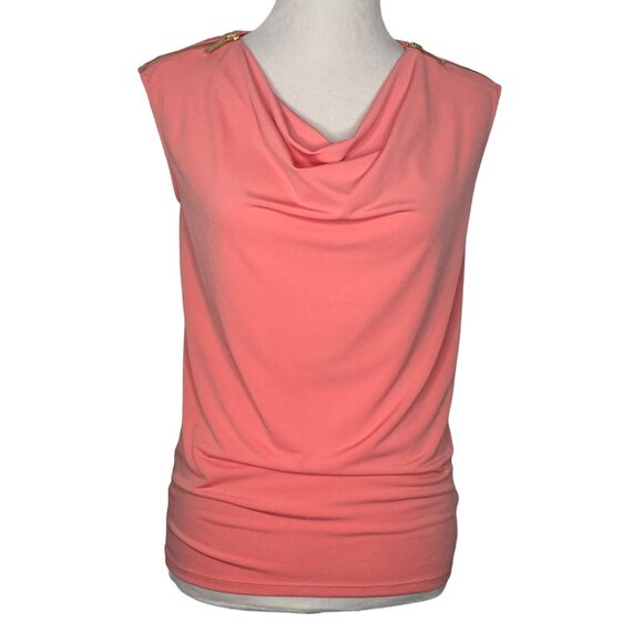 MICHAEL Michael Kors Womens Blouse Size Small Cowl Neck Sleeveless Zip Shoulders - Picture 1 of 6